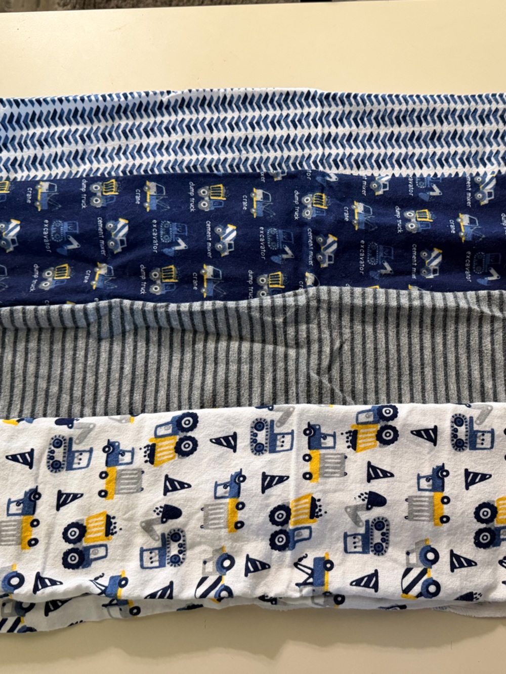 Baby Recieving Blanket/Swaddle Set -Navy, White, Gray, Yellow Construction Print
